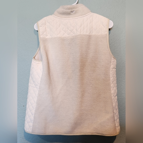 Vineyard Vines Womens Vest Ivory Quilted Sherpa Sleeveless Vest Full Zip Medium. - Picture 5 of 5